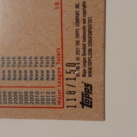 2021 Mariano Rivera New York Yankees Refractor SP 118/150 MLB - Picture 3 of 3